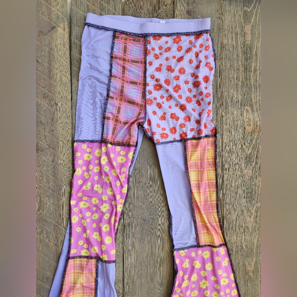 The Ragged Priest Colorful Patchwork Flared Pants Sz M - Picture 2 of 12